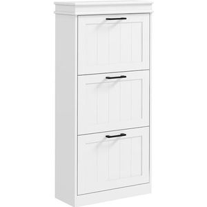 HOMCOM Schoenenkast, schoenenkast, 3 klapdeuren, verstelbare planken, voor entree, hal, 54 x 24 x 117,5 cm, wit