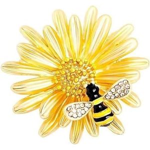 Bijen Broche Crystal Metal Insect Daisy Botanische Thema Bijen Broche Animal Broche Gold Tone Ladies Girl Pin Sweater Shawl Clip Veiligheidsspeld Formele Shirt Clip