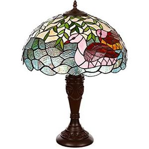 Tiffany-stijl lamp 16 inch libel, vlinder edel, roze decoratieve lamp, Tiffany stijl, glazen lamp, lamp, lamp, tafellamp, tafellamp (Tiff 194 eend)
