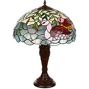 Tiffany stijl lamp 40,6 cm libel, vlinder edel, roos decoratie lamp, Tiffany stijl, glazen lamp, lamp, tafellamp, tafellamp (Tiff 194 eend)