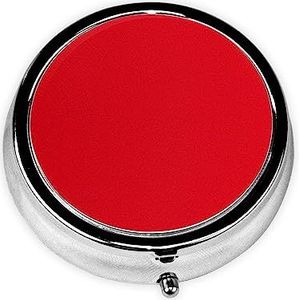 Effen kleur rood & * pillendoos, kleine pillendoos voor portemonnee en zak, metalen ronde medicijnorganisator reizen 3 compartimenten pillendoos.