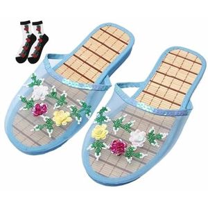 Chinese Mesh Slippers for Vrouwen Bloemen Kralen Comfortabele Ademende Mesh Chinese Sandaal Slippers (Color : C, Size : 41 EU)