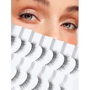 Wimpers Wispy Natuurlijke Kattenwimpers 15 mm Valse Wimpers Wispy Wispy Wimpers 3D Volume Strip Wimpers Dunne Katoenen Band Zachte Nep Wimpers Nertsen Wimpers Pack 7 paar