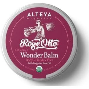 Alteya Organic Wonder Balm Rose 90g - USDA Certified Organic Pure Natural Treatment for Body, Hands and Feet - Based on Therapeutic Grade Bulgarian Rose Otto Essential Oil (Rosa Damascena)