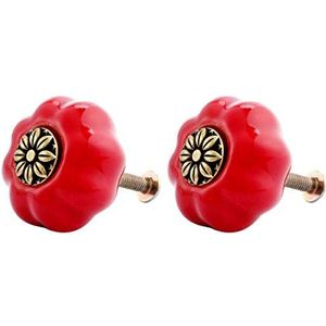 Vintage kastknoppen keramische knoppen, 2 stuks schattig lade trekhandvat kastknop keramiek porselein kast kast dressoir knop trekt handgrepen - rood (Color : Red) (Color : Rosso)