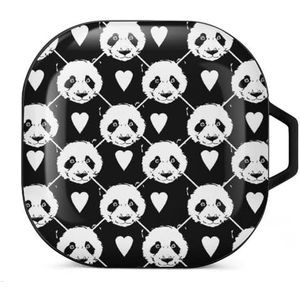 Valentijnsdag panda hart oordopjes hoesje compatibel met Samsung hard shell beschermhoes zwart-stijl