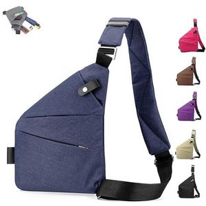 Safecarry Anti-Theft Travel Bag,Safecarry Sleekbag,Mineneat Anti Theft Travel Bag,Landscaper Anti Theft Travel Bag (Left Shoulder,Blue)