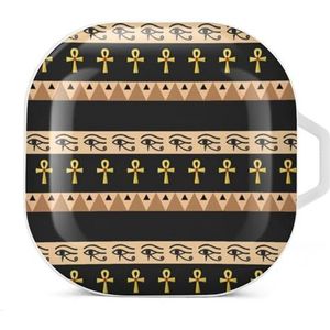 Tribal Egyptisch patroon oordopjes hoesje compatibel met Samsung hard shell beschermhoes witte stijl
