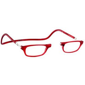 CliC Classic Leesbril voor dames en heren, magneetbril met uittrekbare stang, leeshulp, leesbril, leeshulp, rood + 2.0