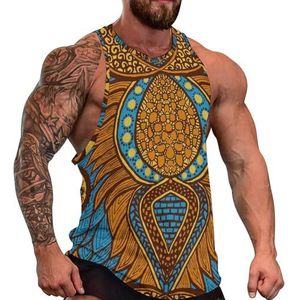 Afrikaanse Print Heren Tank Top Grafische Mouwloze Bodybuilding Tees Casual Strand T-Shirt Grappige Gym Spier