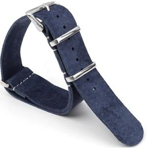 INEOUT Suède Horlogeband 18mm 20mm 22mm 24mm Zachte Horlogeband Vervanging Riem Zilveren Vierkante Gesp Horloge Accessoires(Blue,24mm)