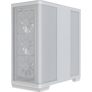 APNX C1-R Mid-Tower ATX PC-behuizing met hoge luchtstroom, 4 x 120 mm witte ventilatoren, 11 ventilatorsleuven, 360 mm radiatorondersteuning, ASUS/MSI Back-Connect moederbordondersteuning, paneel van