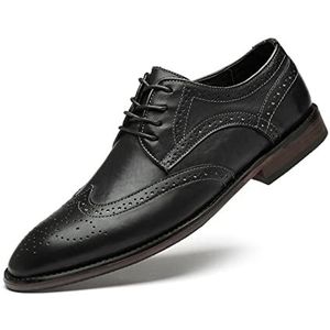 TABKER Schoenen voor heren grote maat echt lederen schoenen heren jurk schoenen handgemaakte zakelijke formele bruiloft Oxford schoenen voor mannen schoenen (kleur: zwart, maat: 47)