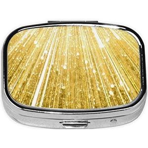 Mini vierkante pillendoos, medicijnorganizer, gouden bling draagbare EHBO-doos, reispillendoos met 2 vakken, kleine pillendoos voor zak of portemonnee