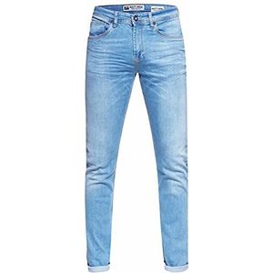 R-Neal Heren Jeans Broek Regular Fit New York Light Blue Used Blue Stretch Dikke Naad Vrije tijd -46, blauw, 30W / 32L