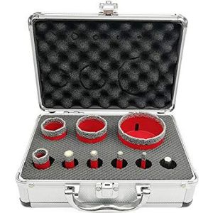 SHDIATOOL Diamantboor Core Bits Kit met Doos 6/8/10/12/20/35/45/68mm en een Adapter voor Tegel Porselein Graniet Marmer-Set van 9