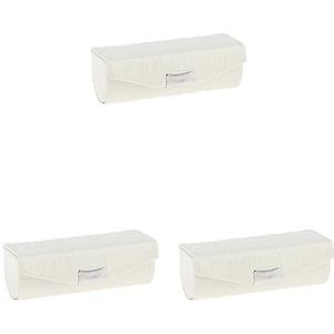 Lederen Lipstick Case Houder Opbergdoos met Spiegel voor Portemonnee Lichtblauw, 3 Set (Wit), as described, als beschrijving