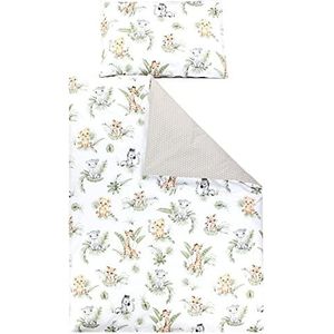 TupTam Dekbedovertrek voor Kinderen Meisjes Jongens 2-delig, Safari/Leeuw/Bruin/Bladeren/Groen, 135x100 cm