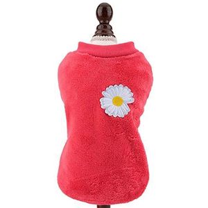 SMALLLEE_LUCKY_STORE Pet Fleece Jumper voor Kleine Honden Kat Meisje Jongen Gezellige Zachte Trui Trui Shirt Sweatshirts Warme Winter Jas Puppy Yokie Chihuahua Kleding Bloempatroon, Rood, Maat XXL