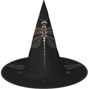 ZISHAK Dragonfly zwarte Halloween heksenhoed voor vrouwen, ultieme feesthoed voor het beste Halloween-kostuumensemble