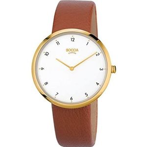 Boccia Dames analoog kwarts horloge met echt lederen armband 3309-06