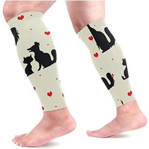 EZIOLY Love Dogs and Cats Sport Kalf Compressie Mouwen Been Compressie Sokken Kalf Guard voor hardlopen, fietsen, moederschap, reizen, verpleegkundigen