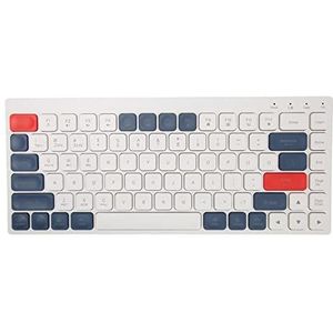 Bluetooth-toetsenbord, Draadloos Bluetooth-toetsenbord, ABS-materiaal, Dubbele Modus, 84 Toetsen voor Mobiele Telefoons (Wit Blauw)