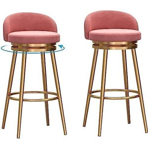 Barkrukken Barstoel Draaibare Barkrukken Set Van 2 Verstelbare Aanrechthoogte Kruk Stoelen Gestoffeerde Barkrukken Met Goud Metalen Frame Bistrokruk(Pink,65cm Sitting Height)