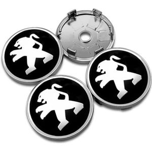 SJZZJMZ 4 stuks autonaafdoppen voor Peugeot 206 308 307 207 208 3008 407 508 60mm autonaafdoppen wieldoppen vervangende wieldoppen stickers D
