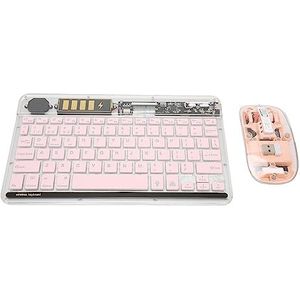 Combinatie van Toetsenbord en Muis, Combinatie van Draadloos Toetsenbord en Muis 3 Verbindingsmodi voor Tablet (Roze)