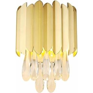 WSDBP Franse Licht Luxe Kristallen Wandlampen Persoonlijkheid E14/E12 Basis Wandkandelaars Slaapkamer Woonkamer TV Achtergrond Wandlamp for Slaapkamer Nachtkastje Bar Kamer Keuken Gang(Gold)