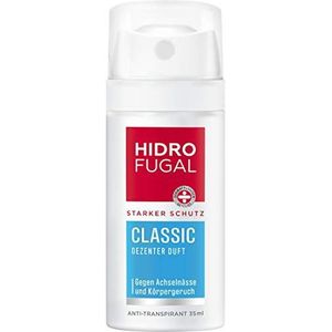 Hidrofugal Classic Spray Mini (35 ml), sterke antitranspirant bescherming met discrete geur, deodorantspray voor betrouwbare bescherming zonder ethylalcohol