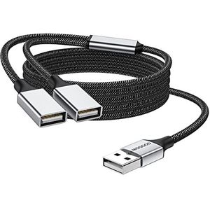 USB-splitterkabel MOGOOD USB- en splitteradapter Dubbele USB 2.0-voedingskabelverlenging voor opladen/gegevensoverdracht Dubbele USB-poortverlengingshub Datasplit-adapter