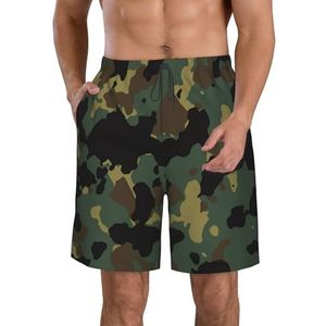 PHTZEZFC Camouflage patroon print heren strandshorts zomer shorts met sneldrogende technologie, licht en casual, Wit, S