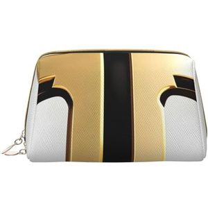 Gouden patroon draagbare cosmetische tas, &reizen cosmetische tas, Unisex, ritssluiting, geschikt voor dagelijks gebruik, Wit, Eén maat
