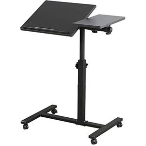 Drumm Bedtafel voor laptop, bedtafel met wieltjes, in hoogte verstelbaar, met vergrendelbare wielen, staand bureau, mobiele computertafel, opvouwbaar, 60 x 34,5 x 58/90 cm