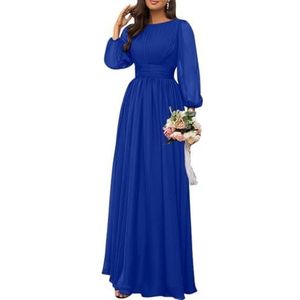 Dames chiffon bruidsmeisje jurken lange formele avond prom jurken ruches cocktail jurken plus size, koningsblauw, 32