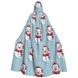 SSIMOO Vrolijk kerstfeest Mooie sneeuwpop volwassen mantel met capuchon, vreselijke spookfeestmantel, geschikt voor Halloween en themafeesten