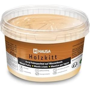 HAUSA Houtkitt 250 g eiken natuurlijke houtplamuurmassa, stopverf voor hout, houtplamuur/vulmassa voor het repareren van houtschade, gebruiksklaar, uitstekende vulkracht, sneldrogend, scheurbestendig