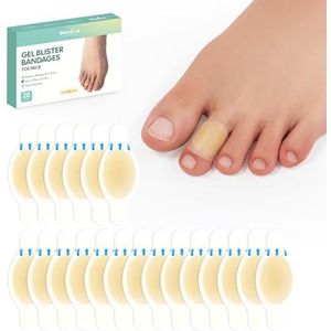 20 stuks blisterpleisters voor voeten - Welnove onzichtbare hydrocolloïde gel blister bandages - blister kussen pad voor vingers en tenen - (teen pack)