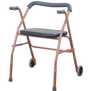 Loophulp Ouderen Walker met stoel en wielen, Walkers voor senioren Lichtgewicht opvouwbaar met stoel en 2 wielen Verstelbare hoogte