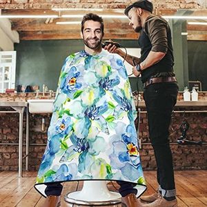 Kapper Cape Zomer Blauwe Bloem Salon Cape Professionele Kappers Gown Unisex Kappers Cape Voor Herbruikbare Kappers Thuis 140x168cm