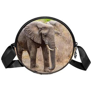 Afrikaanse olifant grijs wandelen bos crossbody tas messenger tas portemonnee voor vrouwen, Meerkleurig, 6.7x6.7x2.3 in, Sling Rugzakken
