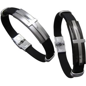 OLACD 2 STKS Titanium Staal Mode Armband voor Vrouwen, Trendy Heren Cross Faith Armband