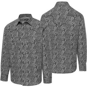 STARS & STRIPES Joshua Westernhemd van 100% katoen, donker paisleypatroon met authentiek westernyoke