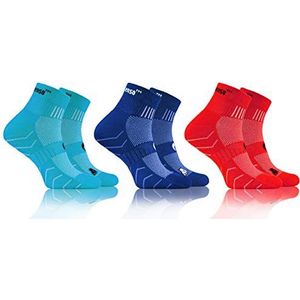 Sesto Senso Kleurrijke Sportsokken Dames Heren Korte Katoenen Sokken 3-6 Paar blue Turkoois rood red 39-42 3 Pack Blauw