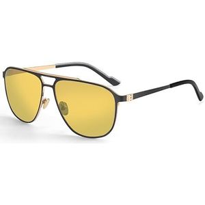 2023 Vintage aluminium gepolariseerde zonnebril zonnebril heren UV400 anti-glare lenstinten (Kleur : A, Size : 01 BK)