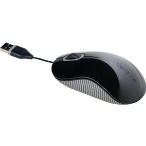 Targus Cord-Storing Optical Mouse - Computermuis met uittrekbare kabel - Optische muis met 1000 dpi voor optimale precisie - ergonomische laptopmuis - zwart, AMU76EU