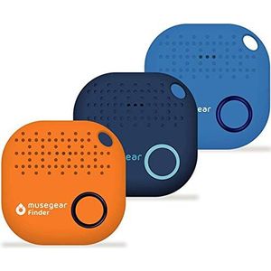 musegear Key Finder met Bluetooth App uit Duitsland I Maximaal gegevensbescherming I 3 verpakkingen kleurrijk | donkerblauw, oranje, lichtblauw