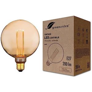 greenandco - Edison Vintage - Led-gloeilamp - Goud - E27 G125 - 4 W - 200 lm - 1800 K